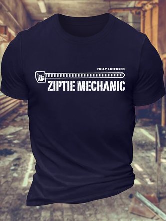 Men’s Zip Tie Mechanic Fully Licensed Crew Neck Casual T-Shirt