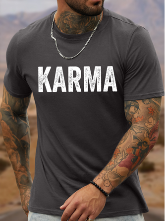 Men's Karma Funny Graphic Printing Cotton Text Letters Casual T-Shirt