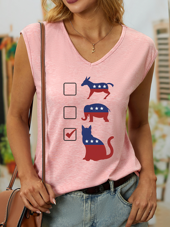 Women’s Vote Cats Casual Cotton Animal Tank Top