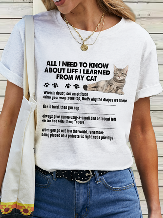 Women's Cotton All I Need To Know About Life I Learned From My Cat T-Shirt