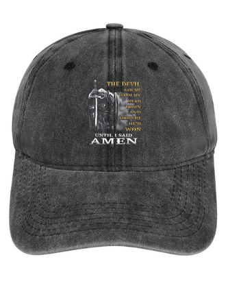 The Devil Saw Me With My Head Down Until I Said Amen Veterans Adjustable Denim Hat