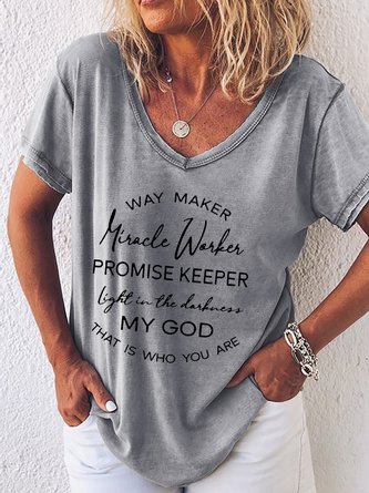 Women's Way Maker Letters Regular Fit Casual T-Shirt