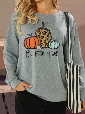 Women's It's fall y'all pumpkins Crew Neck Casual Sweatshirt