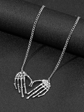 Halloween Unisex Punk Skull Hand Pendant Necklace