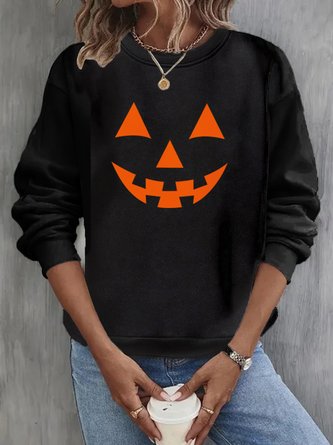 Casual Crew Neck Halloween Loose Sweatshirt