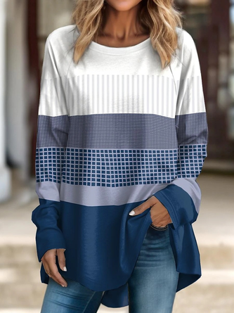 Tops Fashion Printed Round Neck Long Sleeve T-Shirt