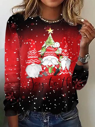 Crew Neck Christmas Loose Casual T-Shirt