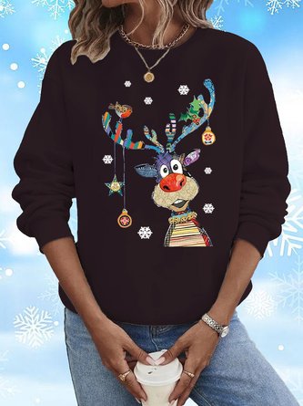 Christmas Elk Loose Casual Sweatshirt