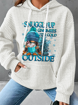 Snuggle Up Gnomies It's Cold Outside Loose Simple Christmas Cotton-Blend Hoodie