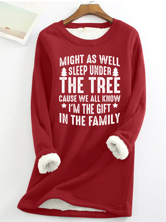 Might As Well Sleep Under The Tree Christmas Casual Long Sleeve Santa Claus Sweatshirt