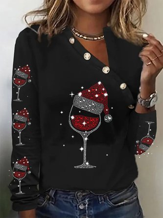 Buckle Casual Christmas Wine Glass T-Shirt