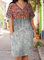 Casual Abstract Gradient Print V-Neck Short Sleeve Midi Dress
