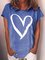 womens Heart Print Short Sleeve T-Shirt