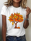 Women Funny Cat Tree Cotton Loose T-Shirt