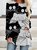 Funny Black And White Cat Women's Casual Knitting Dress