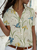 Women's Casual Vintage Floral Bird Print Short Sleeve Shirt