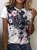Casual Abstract Lion Floral Print Crew Neck Short Sleeve T-Shirt