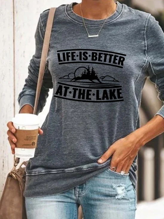 Women's Life Is Better At The Lake Print Sweatshirt