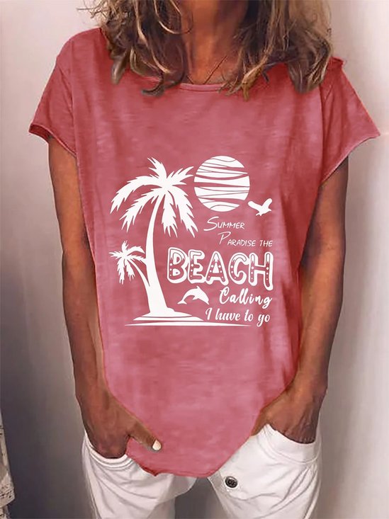 The Beach Calling I Have To Go T-shirt Women Crew Neck Tee
