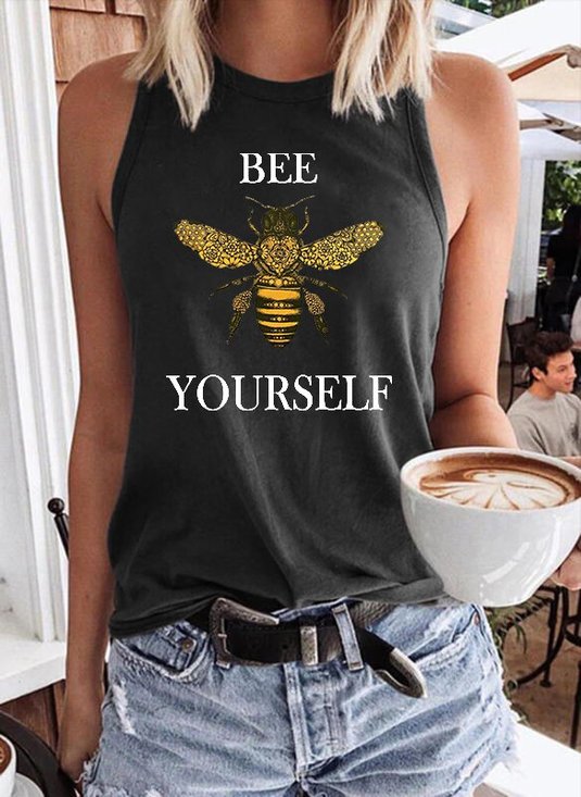 Bee Yourself Tank Top Women Positive Saying Graphic Vest Top