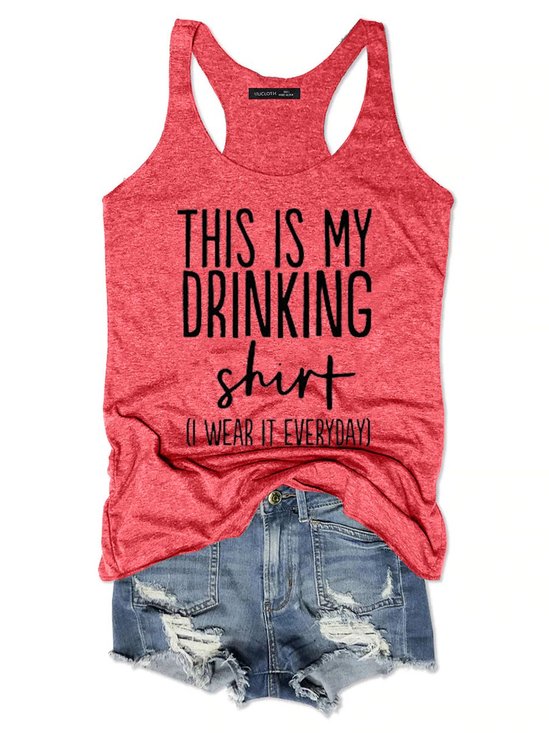 This Is My Drinking Tank Top Funny Saying Casual Women Tank & Cami