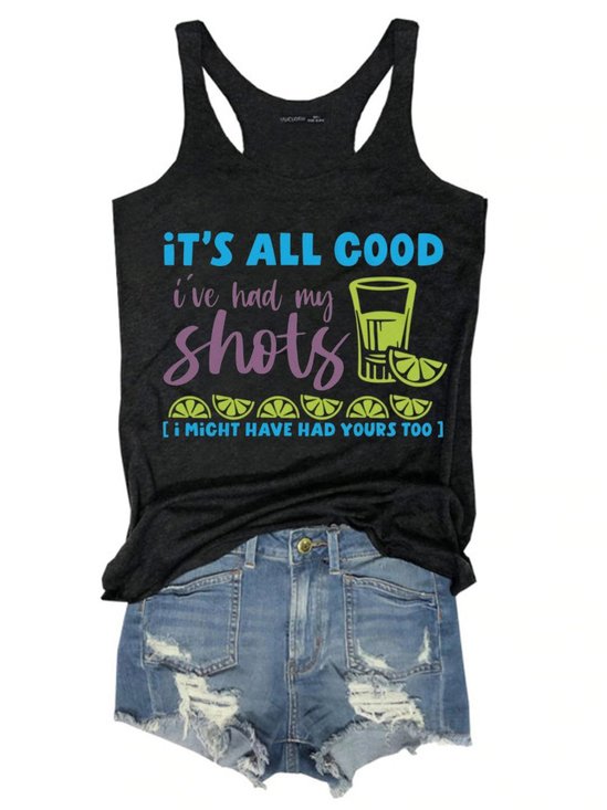 It S All Good I Ve Had My Shots Casual Cotton-Blend Tanks & Camis