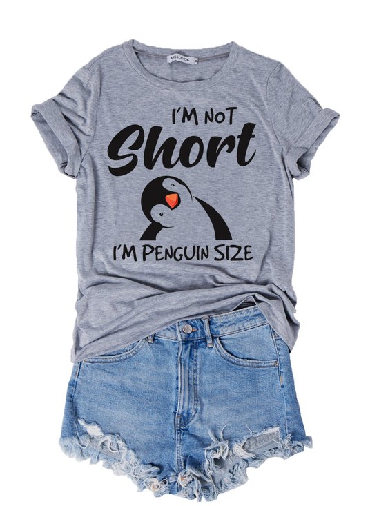 I m Not Short I m Penguin Women's Cotton Shirts & Tops