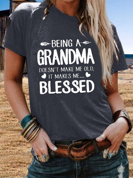 Being A Grandma Cotton-Blend Tshirts