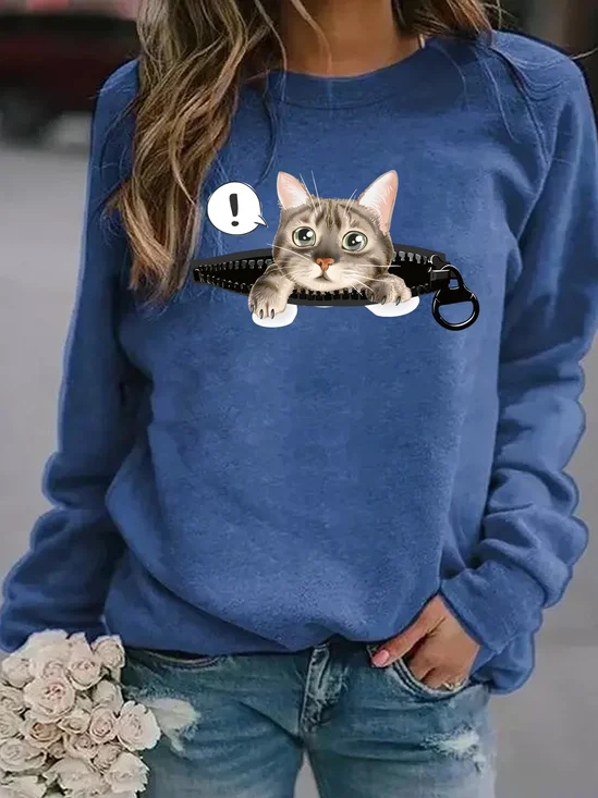 Funny Cat Women's Raglan Sleeve Sweatshirts