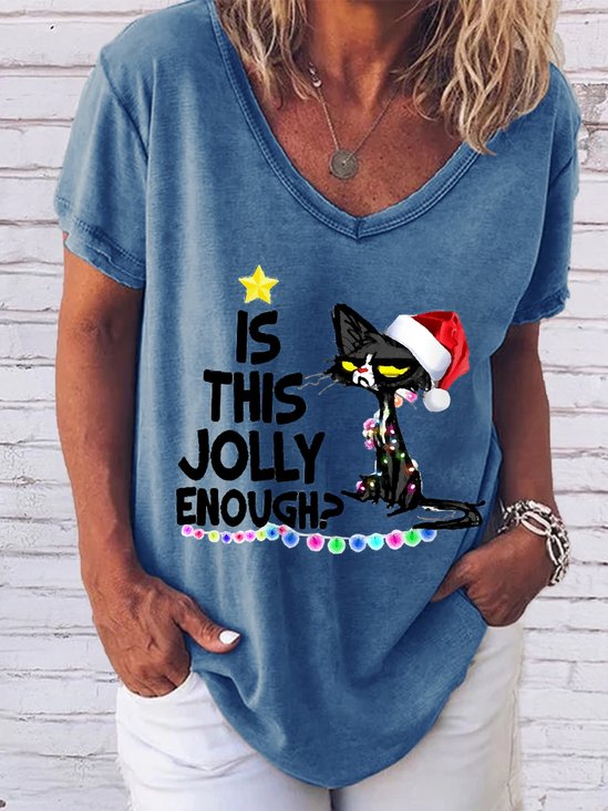 Is This Jolly Enough Cat Xmas Chrismas Casual Regular Fit Sweatshirt