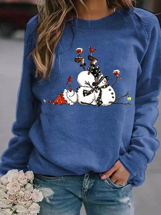 Snowman Xmas Chrismas Wine Scarf Hat Gift Regular Fit Sweatshirts