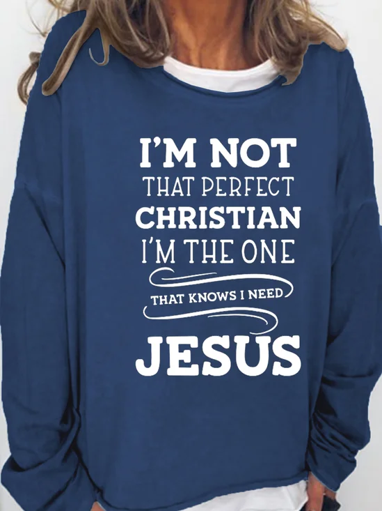 Perfect Christian Cotton Blends Casual Letter Sweatshirts