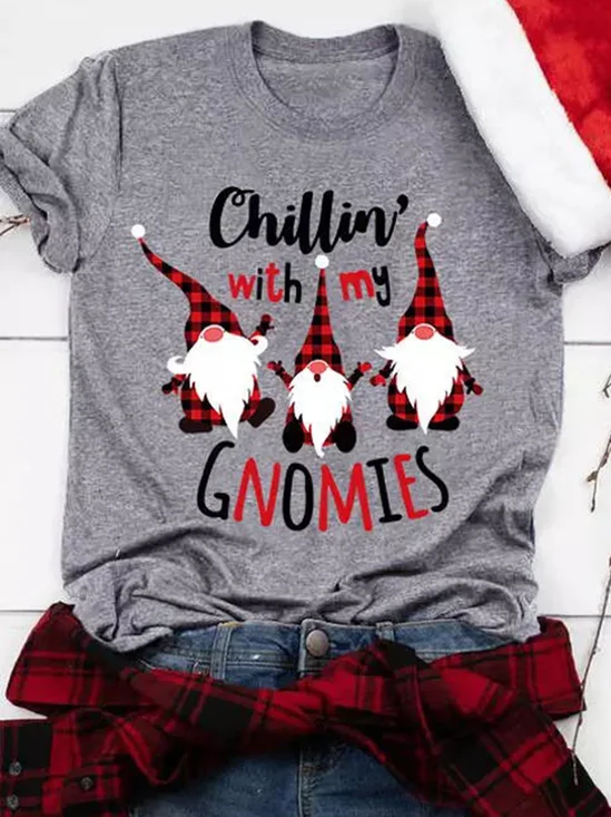 Christmas Chillin' With My Gnomies Plaid Women's T-shirt