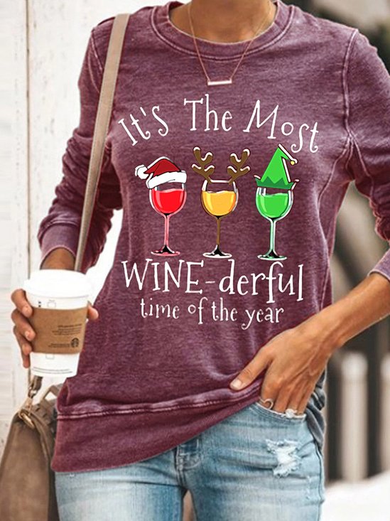 Its The Most Wine Derful Time Of The Year Xmas Christmas Gift Letter Sweatshirts