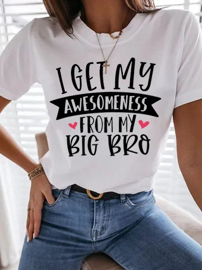 I Get A Awesome Big Bro Print T-shirt