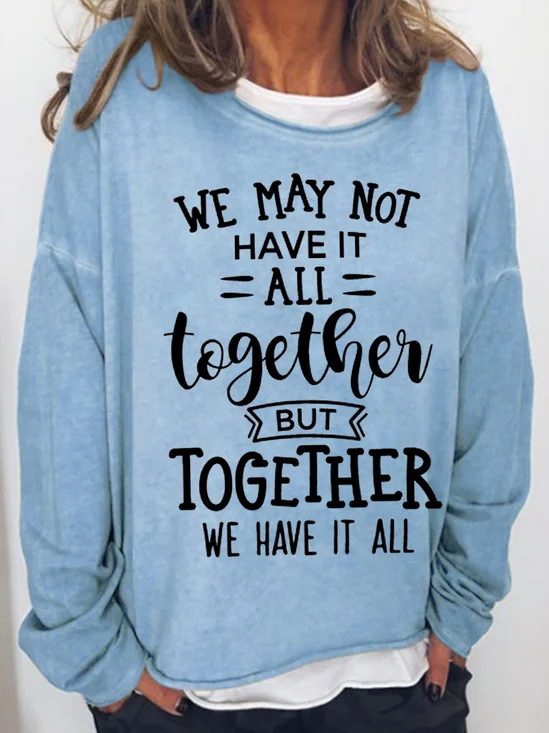 We Together Letter Crew Neck Casual Sweatshirts