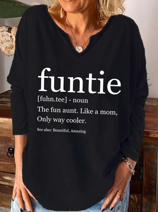Funtie Definition Auntie Cotton Blends Tops