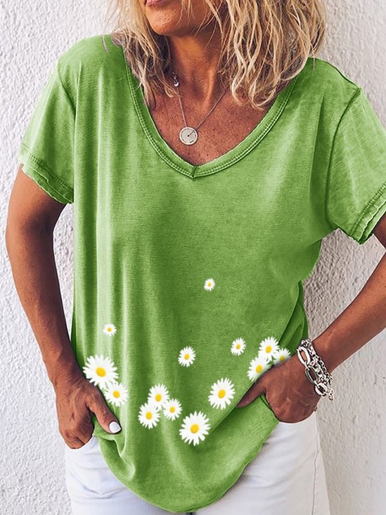 Flower Print Short Sleeve T-shirt