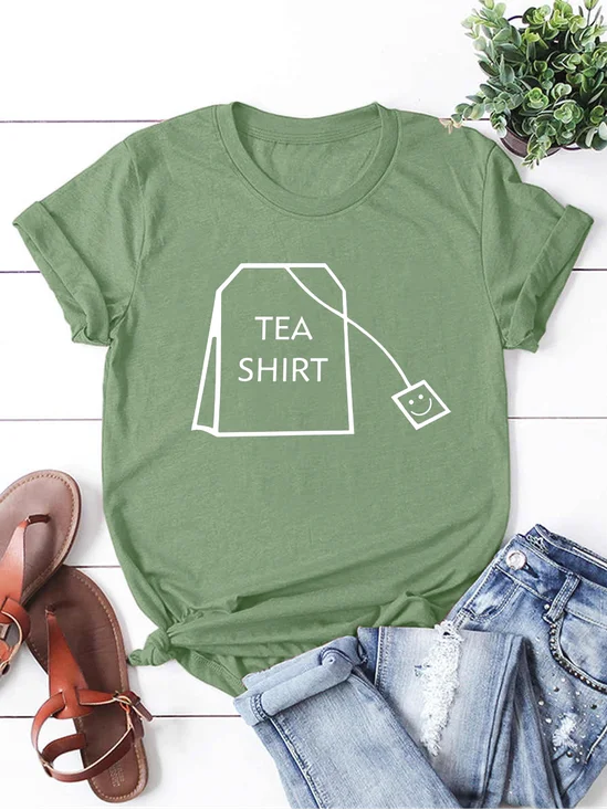 Tea Shirt Funny Print Shirts&Tops