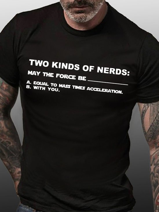 Two Kinds of Nerds - May The Force Be Mens Cotton Short Sleeve Crew Neck Short sleeve T-shirt