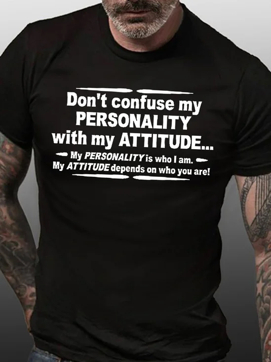 Funny My Personality with My Attitude Casual Short Sleeve T-Shirt