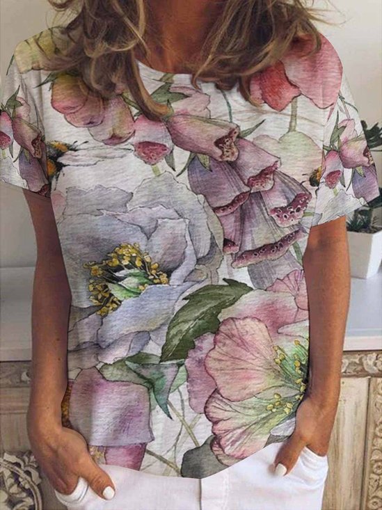 Floral Print Women's Short Sleeve T-Shirt