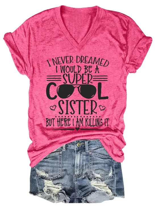 Women's Super Cool Sister V-Neck T-Shirt