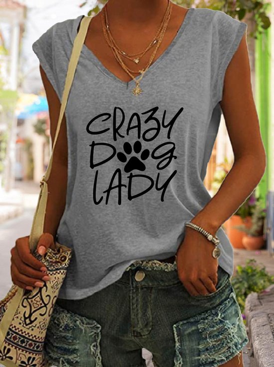 Crazy Dog Lady Funny V-neck Tank Top