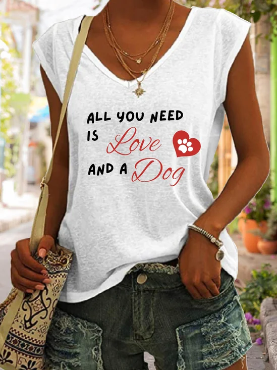 Lilicloth x Kat8lyst All You Need Is Love And A Dog Tank Top
