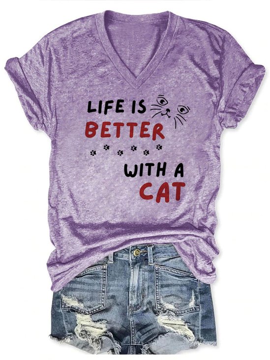 Lilicloth x Kat8lyst Life Is Better With A Cat Women's Casual Fit T-Shirt
