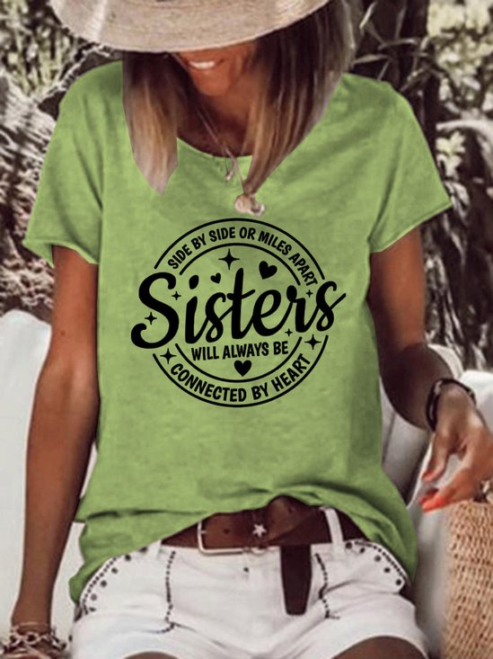 Sister Will Always Be Connected By Heart Women's T-Shirt
