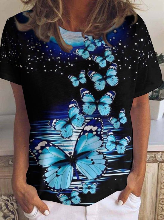 Women Butterfly Loose Simple T-Shirt