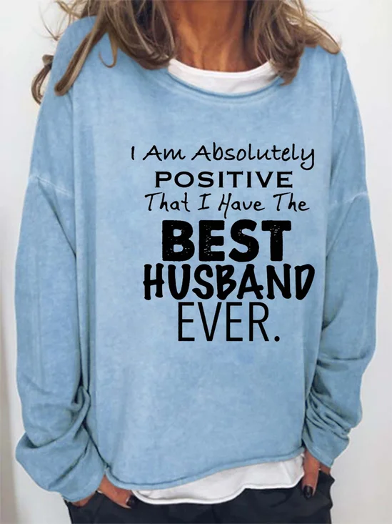 Women Family Husband Love Letters Loose Casual Figure Sweatshirt