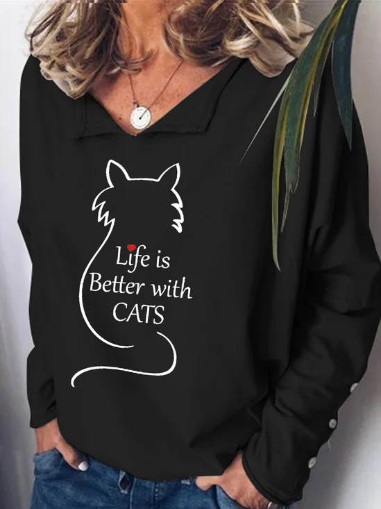 Womens Cat Lover Sweatshirt